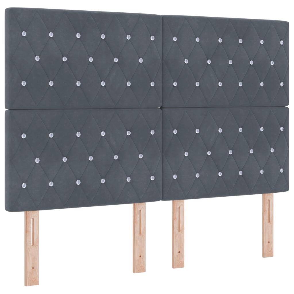Letto Box Spring con Materasso e LED Grigio Scuro 160x200 cm Velluto
