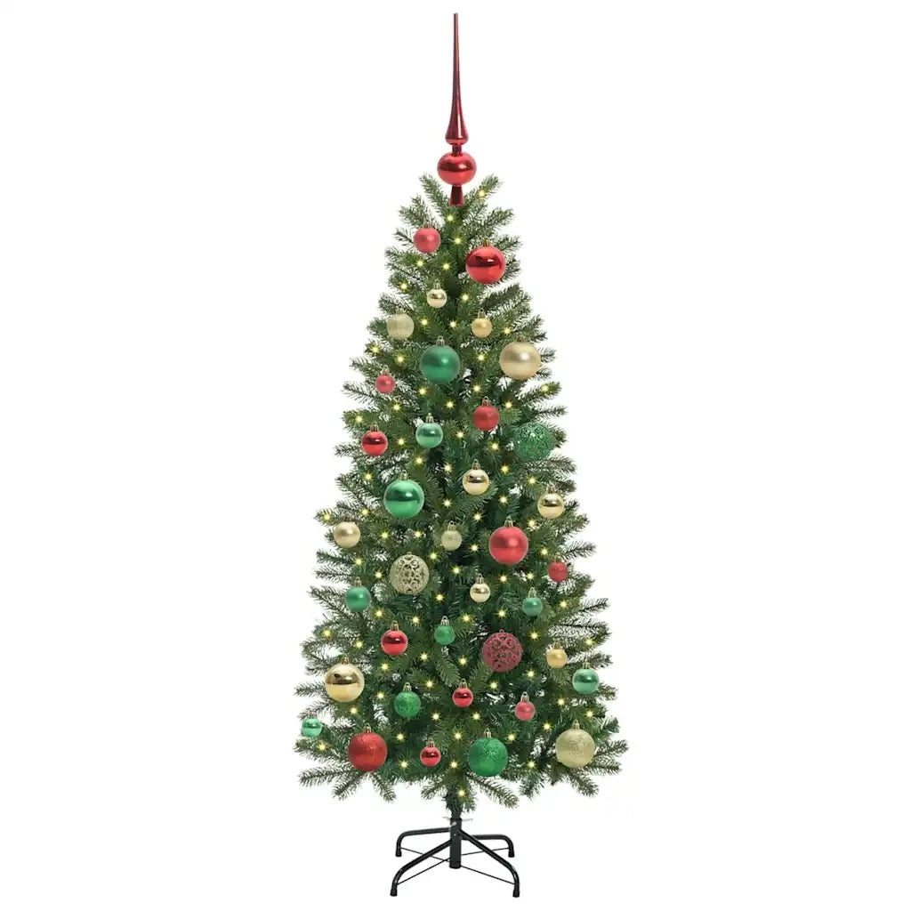 Albero di Natale | Decorazioni natalizie artificiale con 150 LED Verde 120 cm PE e PVC
