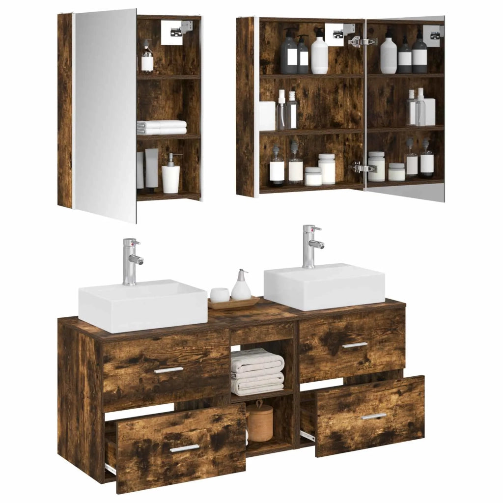 Set di mobili per il bagno 5 pcs Rovere Fumo 3406811