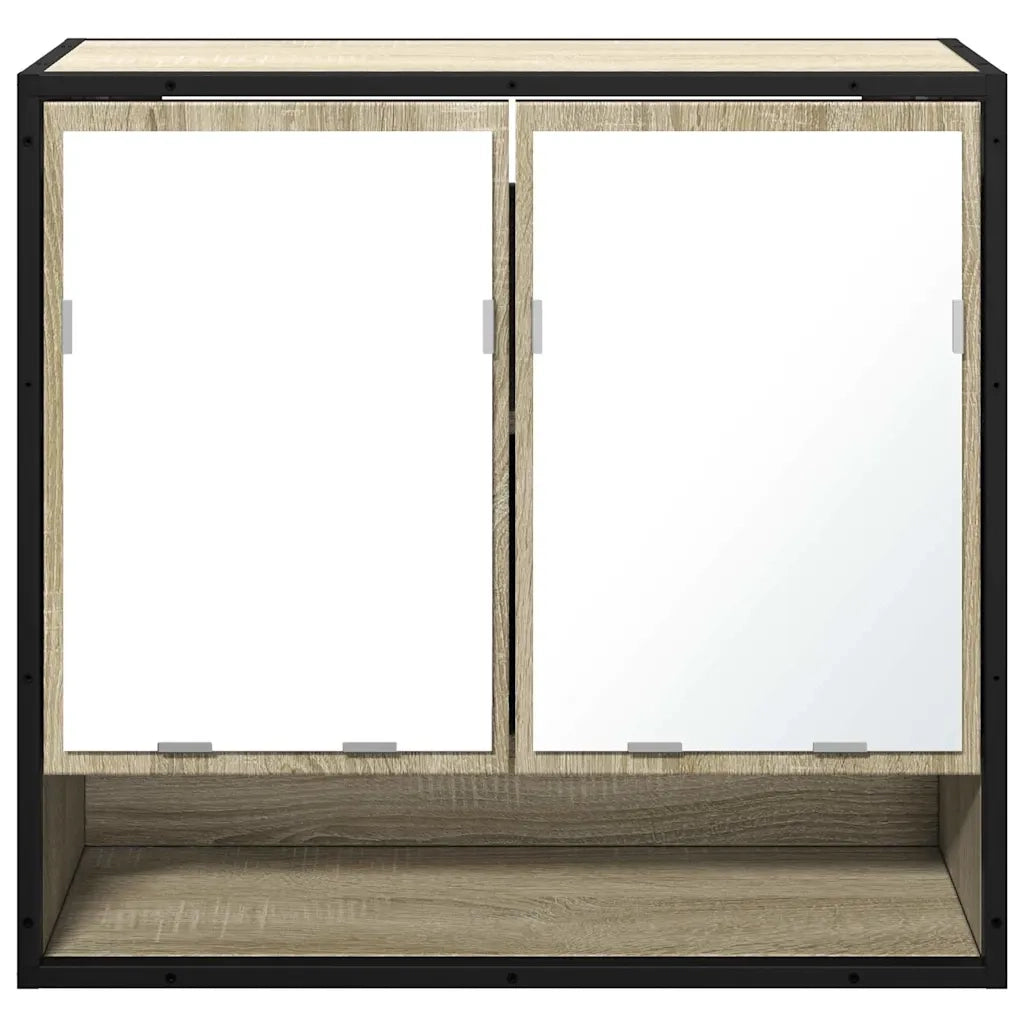 vidaXL Mobile Bagno con Specchio Rovere Sonoma 65x20x60 cm Multistrato