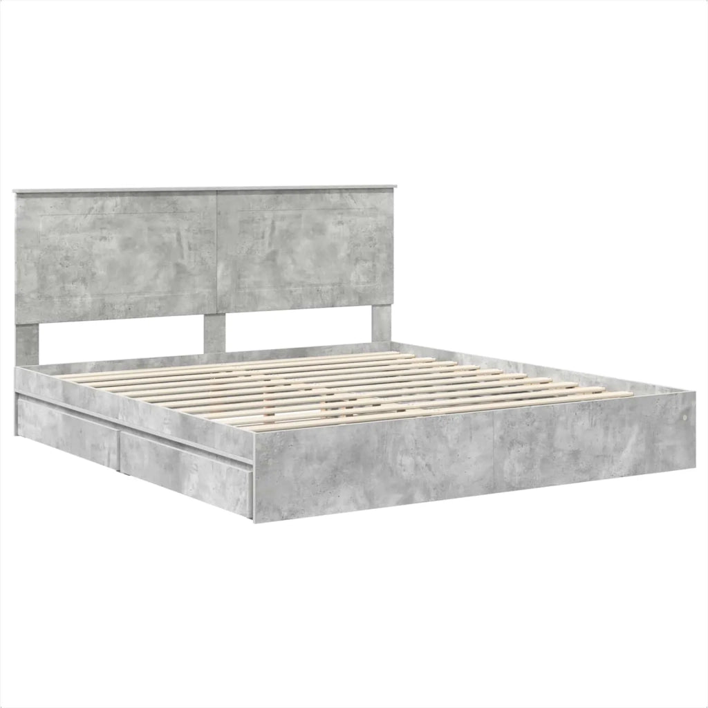 Letto con Contenitore con testiera Grigio cemento 200 x 200 cm