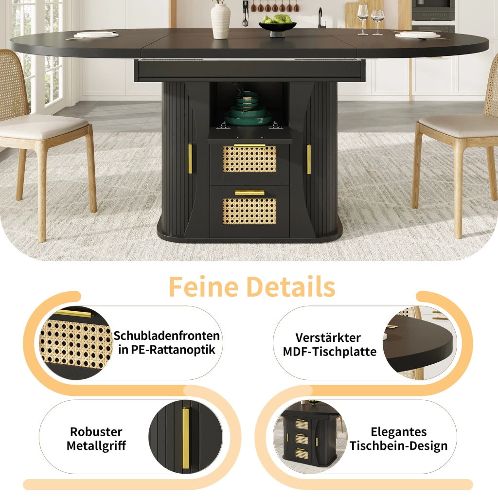 TAVOLO Allungabile con spazio contenitore 118-158 cm MDF Nero
