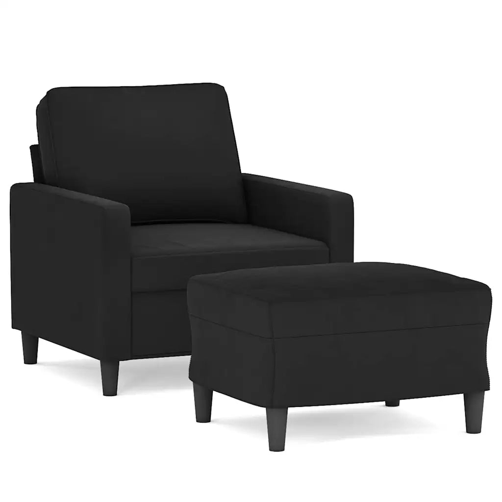 Divano Sedia-Poltrona con Poggiapiedi Nero 60 cm in Velluto 861436
