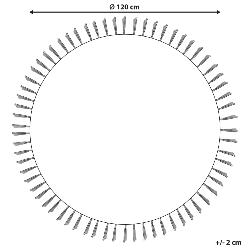 Tappeto rotondo in cotone beige 120 cm  stile boho per soggiorno e cameretta