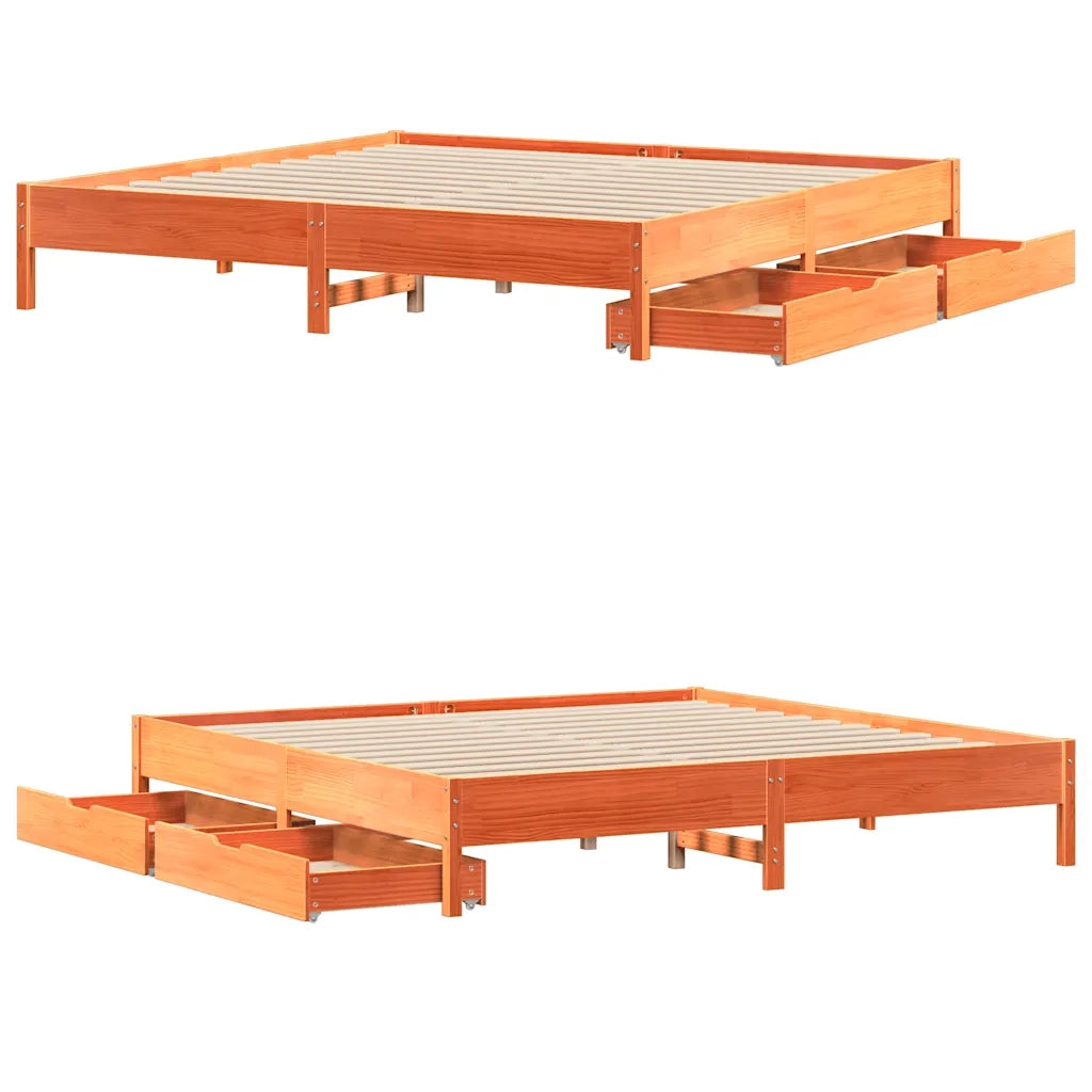Letto matrimoniale | Letto per adulti | Letto senza Materasso Marrone Cera 180x200 cm in Legno di Pino