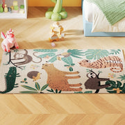 Tappeto in pile effetto Sherpa con motivo giungla, antiscivolo, 150 x 80 cm, multicolore
