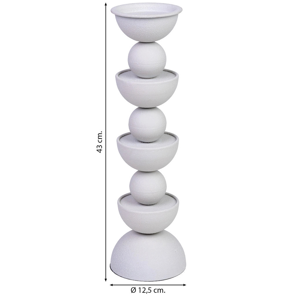 Portacandele in metallo bianco 12,5x12,5x43h cm