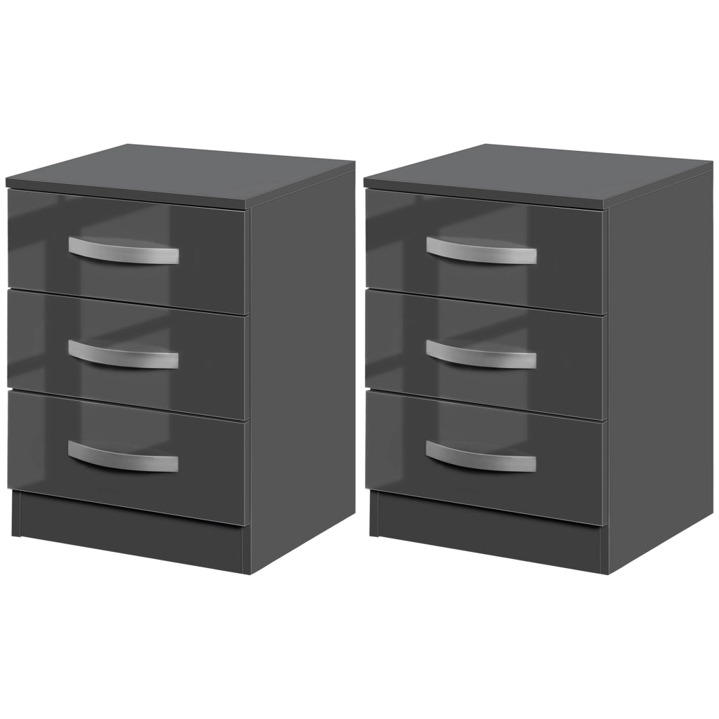 Comodini Moderni con 3 Cassetti ¨C Zephmum ¨C Grigio Truciolato 40x36x56 cm