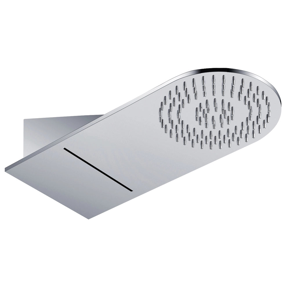 Wall kit a parete da incasso a muro acciaio inox + soffione doccia a parete acciaio inox punta tonda con cascata