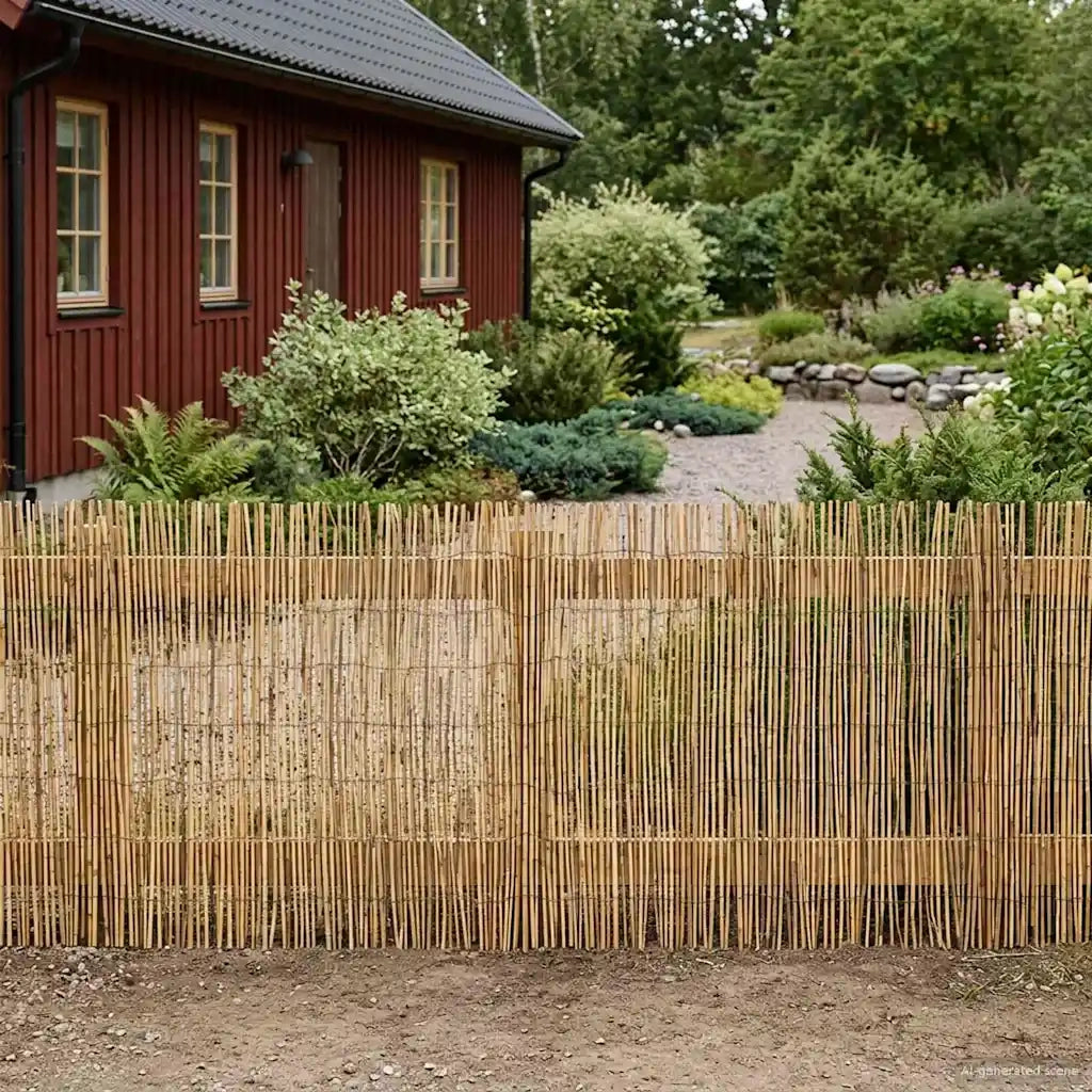 Recinzione per Giardino Carbonizzato 600 x 80 cm Giunco