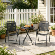 Set mobili da giardino 3 pezzi con tavolo e 2 sedie pieghevoli; nero