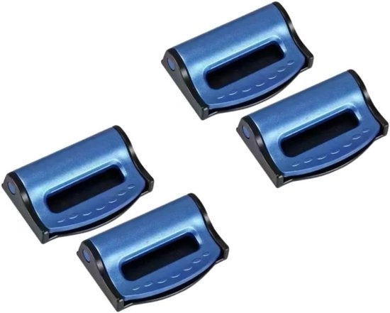 Set di Clip per Cintura di Sicurezza Auto a 4 pezzi, Clips per Cintura Auto in Materiale Resistente, Regolatore Universale per Bambini e Adulti, Blu