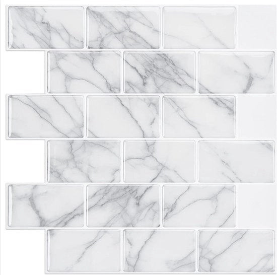 Tegole per parete di cucina in marmo grigio - 10 fogli - 30 x 30 cm
