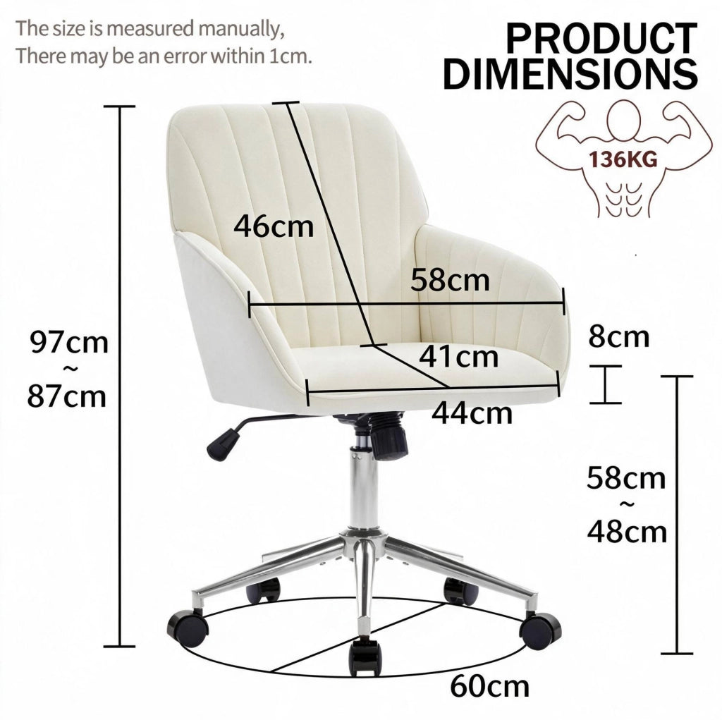 Sedia da ufficio girevole ergonomica con altezza regolabile e schienale imbottito