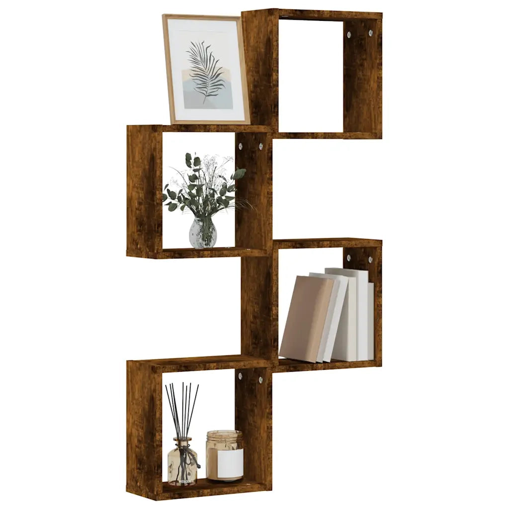 Mensole a Cubo 4 pz Rovere Fumo 30x15x30 cm 815880