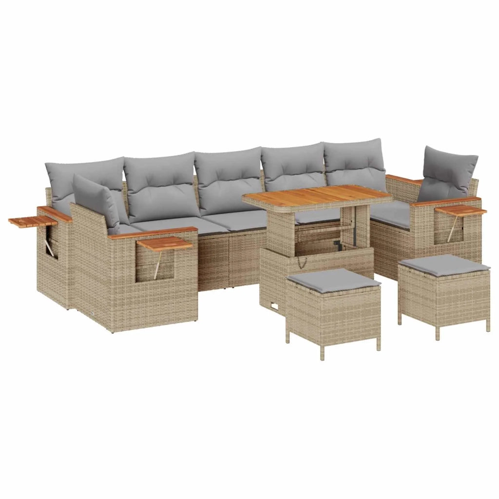 Set Divano da Giardino 10 pcs Beige polyrattan 3363032