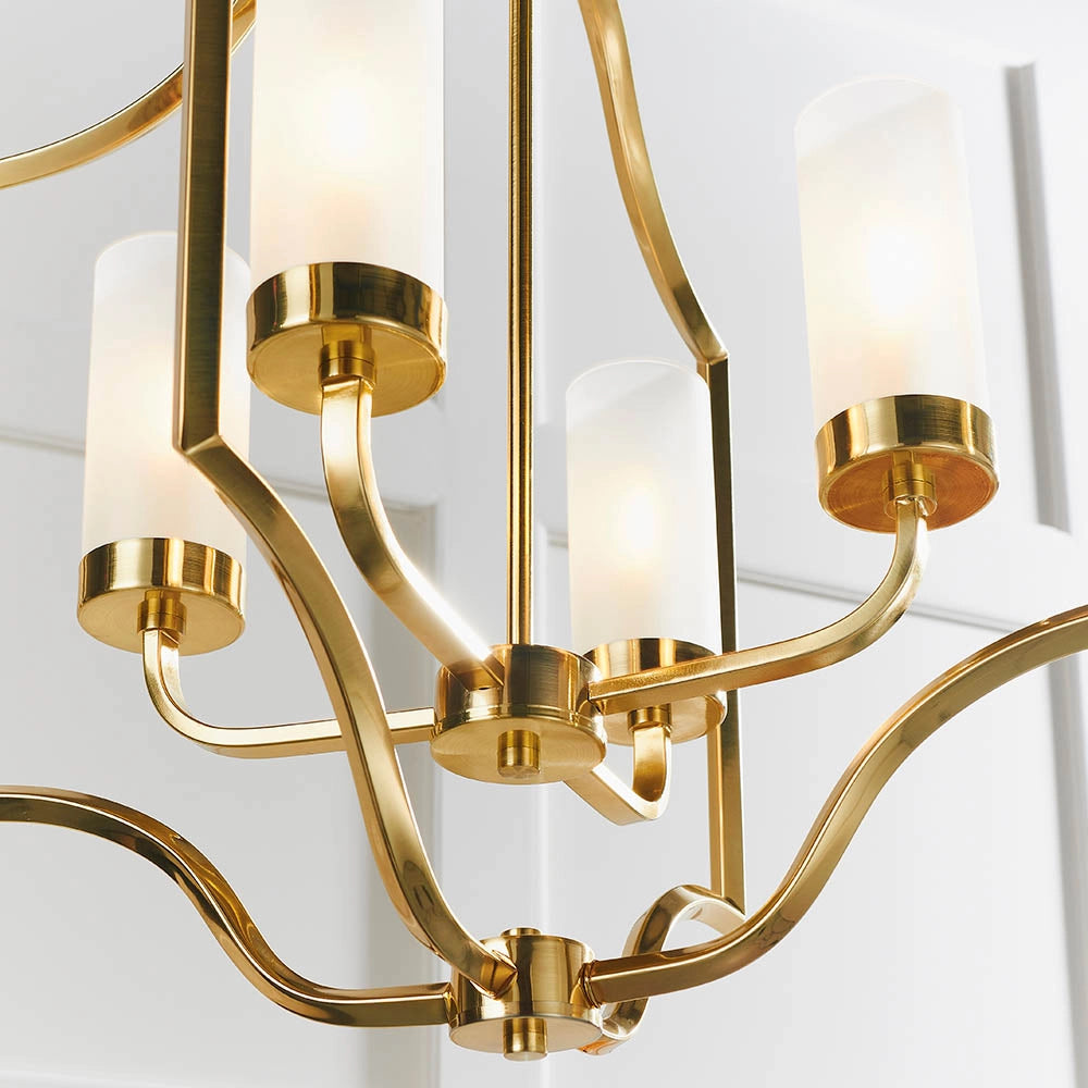 Lampadario vintage ottone satinato 4xE14 Endon Edrea