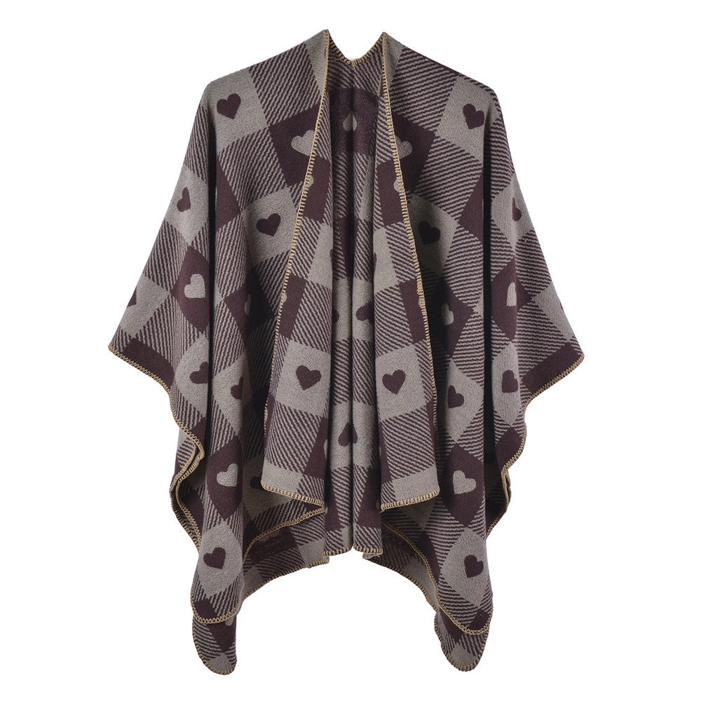 Nuovo cappotto-mantella da donna, scialle e sciarpa in cashmere eleganti e caldi