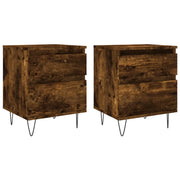 Set di 2 Comodini | Armadio da Notte | Mobiletto da notte Rovere Fumo 40x35x50 cm in Legno Multistrato