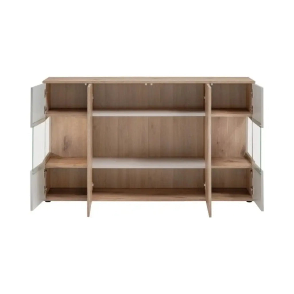 Buffet ERINA – 2 porte, 4 cassetti – Rovere chiaro & beige