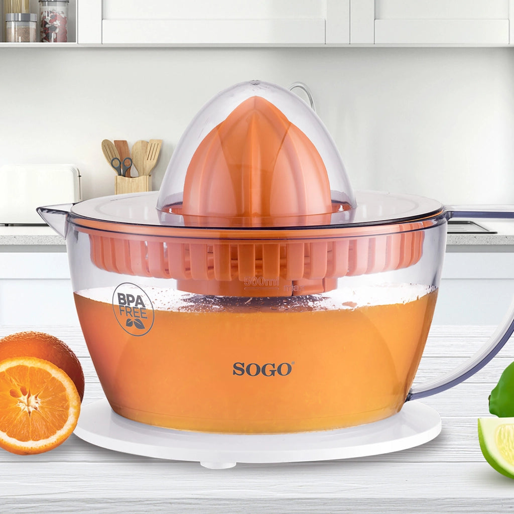 SOGO Spremiagrumi Elettrico 40W con 2 Coni - Funzione Automatica, Capacità  500ml, BPA-Free, Per Arance e Limoni