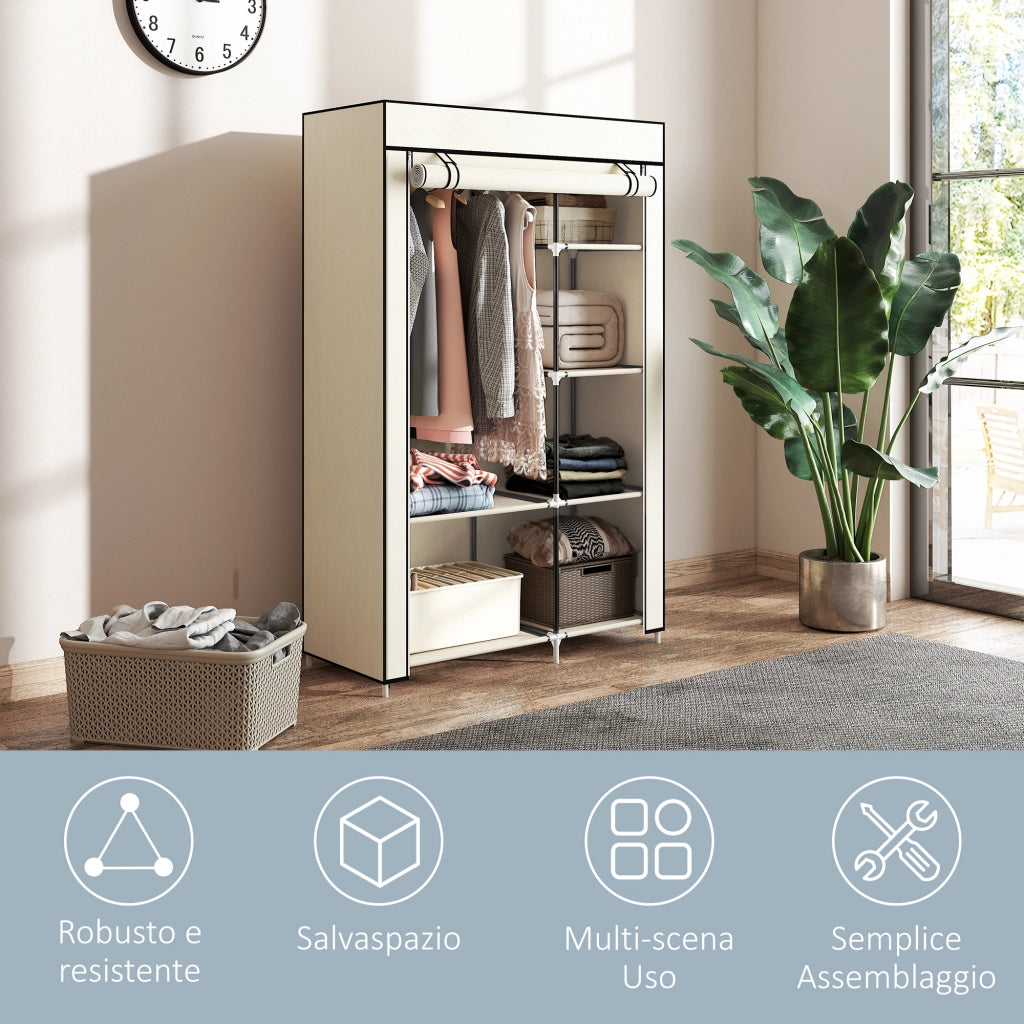 Armadio Guardaroba Portatile ¨C zephmum ¨C 103x43x162.5 cm, Crema