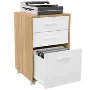 IDMarket - Piedistallo per scrivania JON con supporto per stampante a 3 cassetti, legno e bianco