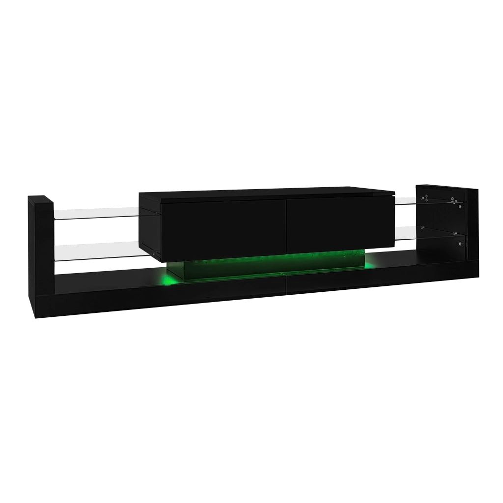 Set Mobile TV con LED ¨C Xylo ¨C Nero Lucido, Parete e Tavolino da Salotto