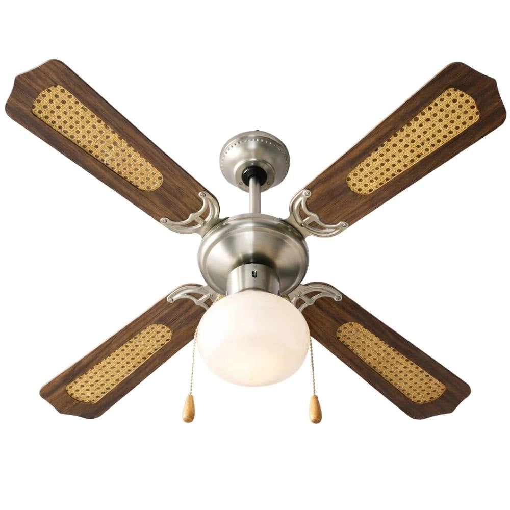 Ventilatore a soffitto zephir zfs9107 con luce e 4 pale, 3 velocità *** colore marrone, confezione 1