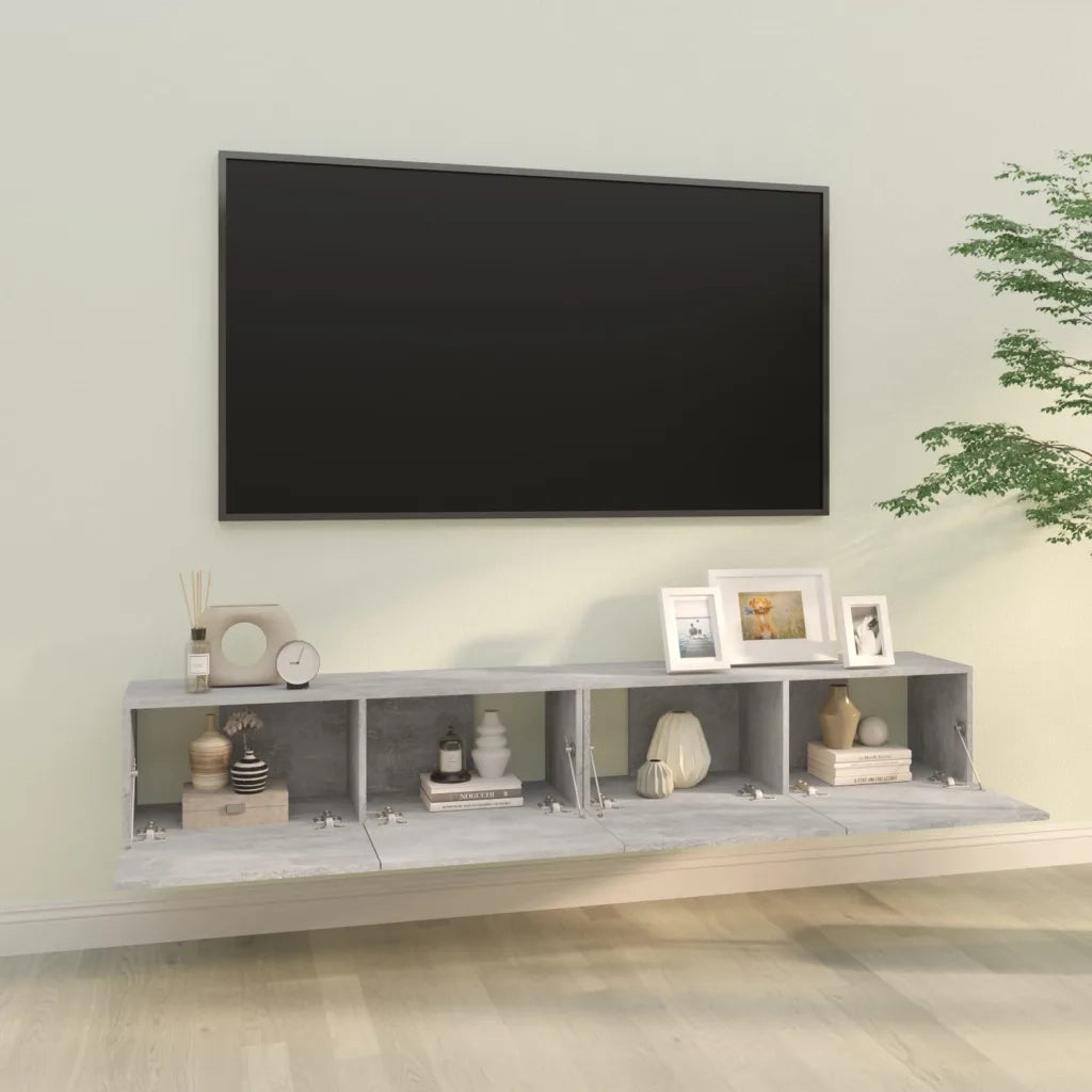Mobili TV da Parete 2 pz Grigio Cemento 100x30x30 cm in Legno cod mxl 69357