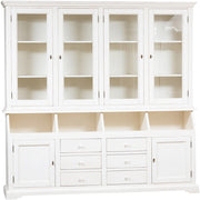 Biscottini Libreria Country in legno massello di tiglio finitura bianca anticata L230xPR50xH226 cm. Made in Italy