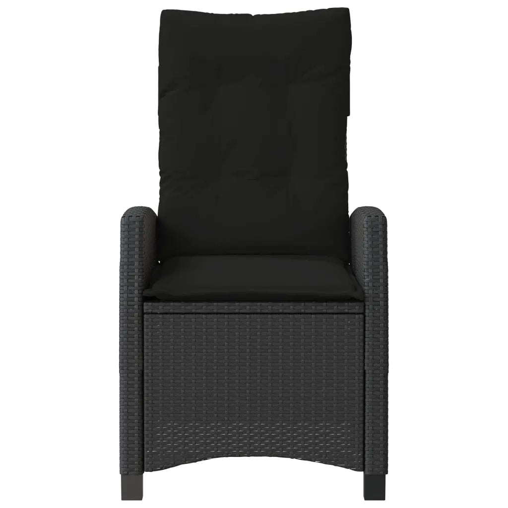 Sedia Reclinabile da Giardino con Cuscini Nera in Polyrattan 365209