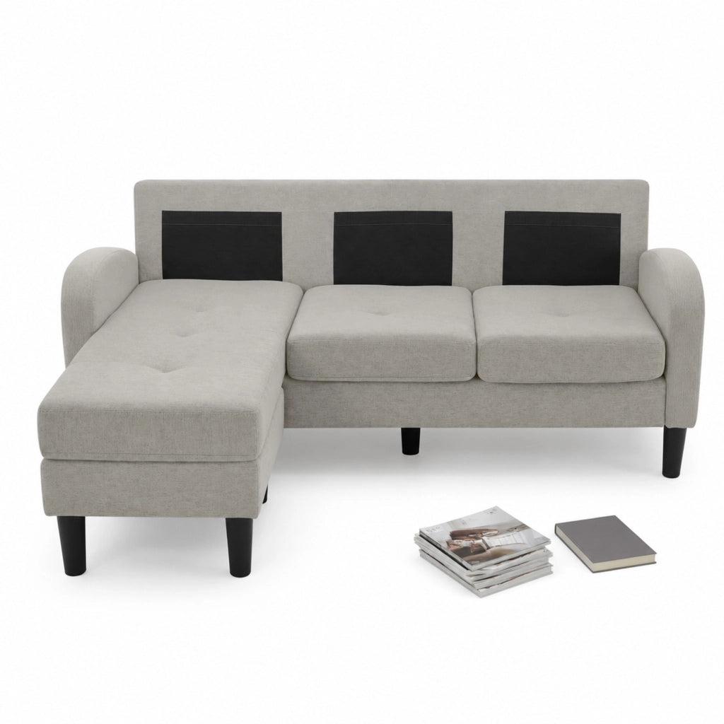 Divano angolare modulare 3 posti con chaise longue grigio