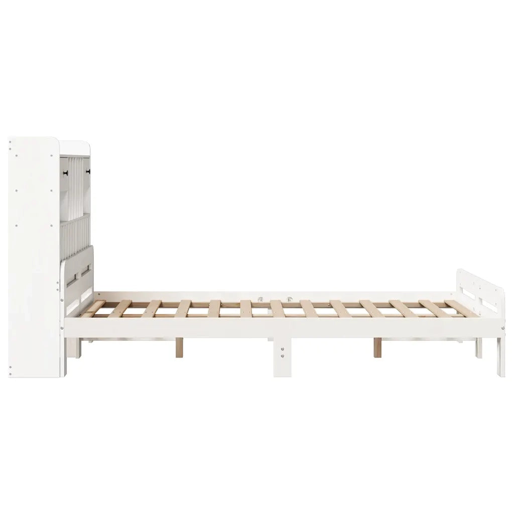 Letto Libreria senza Materasso Bianco 135x190 cm Legno di Pino 3308898