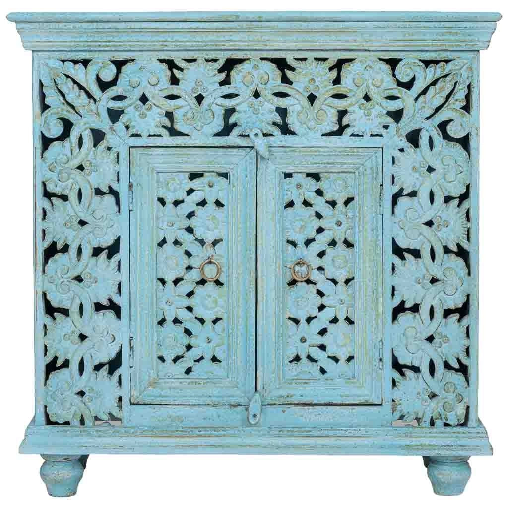 Tavolino da ingresso in legno blu 90x40x90 cm