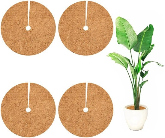 Disco di mulch di cocco, protezione invernale per piante in vaso, disco di cocco fibra di cocco per sacchi di piante protezione dal gelo, protezione per piante inverno dentro e fuori (40cm 4pz)