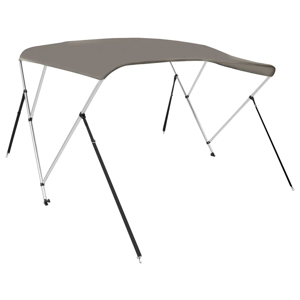 Bimini di Prua con Tendalino 3 Archi Grigio 183x140x137 cm 94798