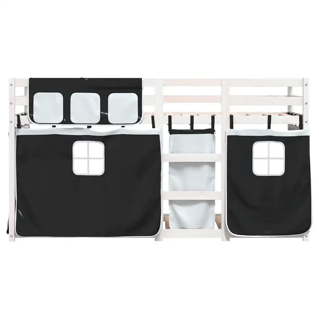 Letto a Castello senza Materasso-Struttura Letto a Castello Bianco e Nero 90x200cm in Pino 184814
