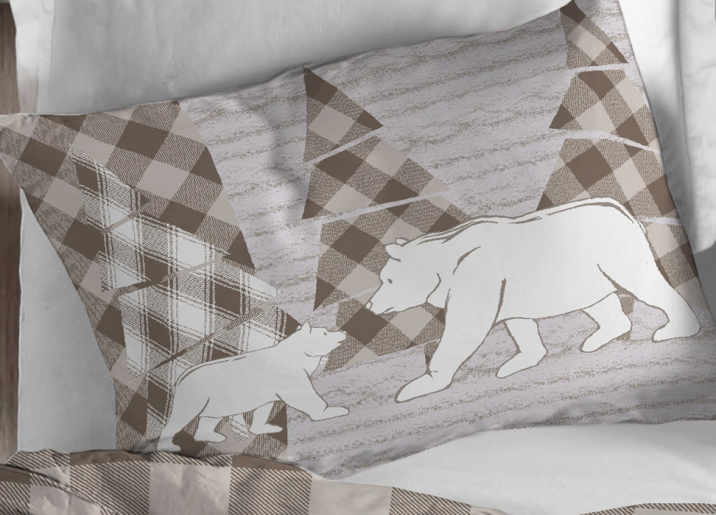 Copripiumino Sacco Piumone Cotone Flanella Pensieri Delicati Disegno Canada - Matrimoniale - Beige