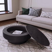 Tavolino da Caff¨¨ Rotondo con Ripiano ¨C MINIMAL ¨C Legno Massello, Nero, ?75 cm