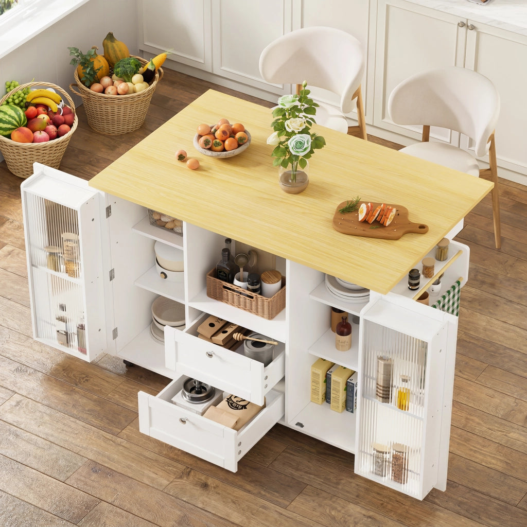 Isola da cucina con piano ribaltabile; 2 cassetti; portaprovette e portasciugamani; per cucina; 120 × 45 (70) × 92 cm