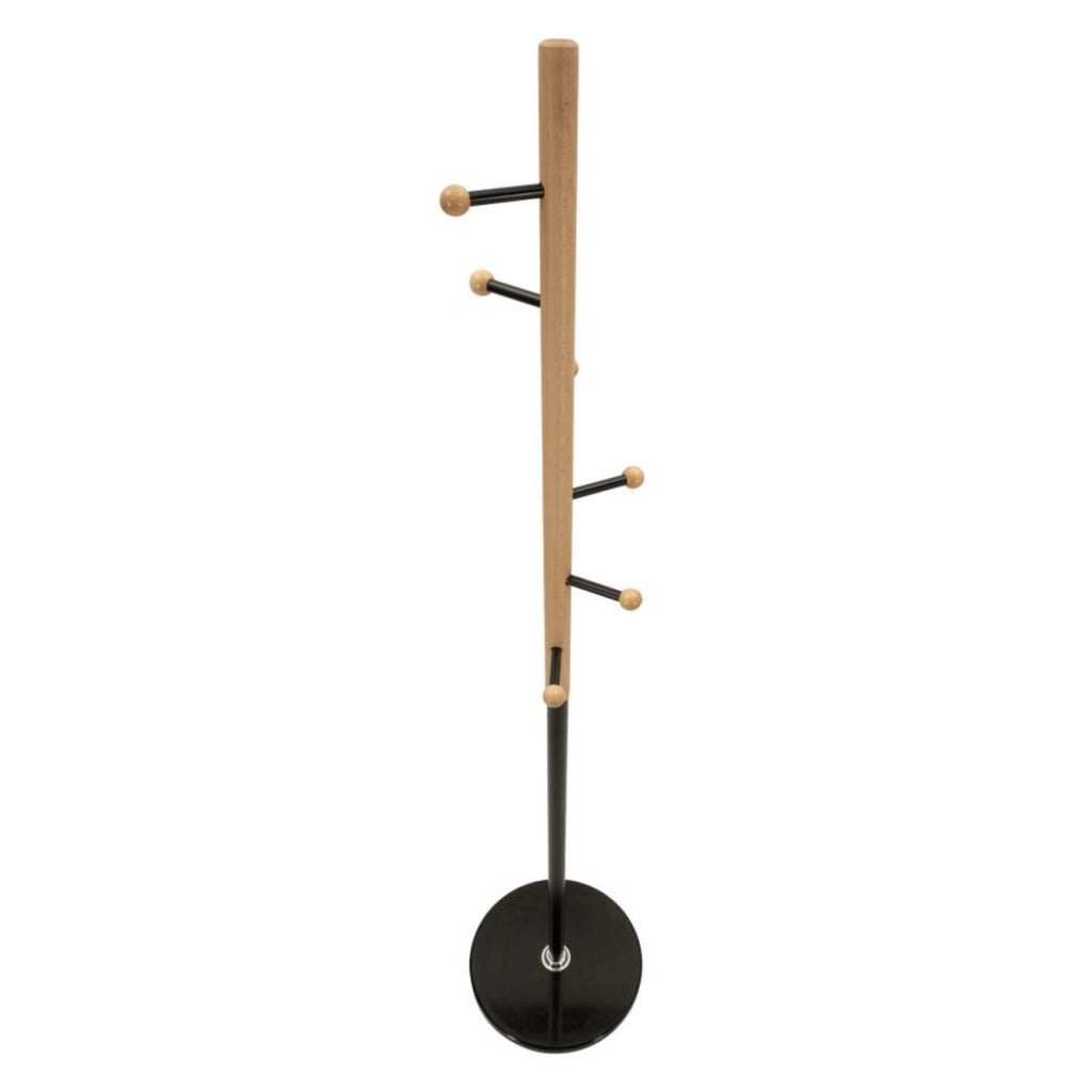 Appendiabiti da terra Step in metallo nero e legno