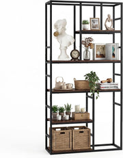 Libreria Scaffale, Libreria Verticale a 5 Ripiani con Mensola Aperta e Struttura Metallica, 90 x 30 x 180 cm, Organizzatore Indipendente per Soggiorno, Ufficio e Camera da Letto