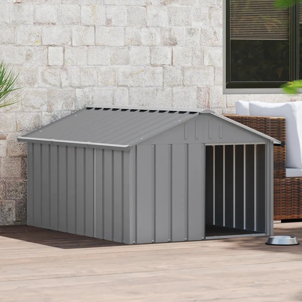 Casetta per Cani grigio 116,5x153x81,5 cm Acciaio Zincato 171543