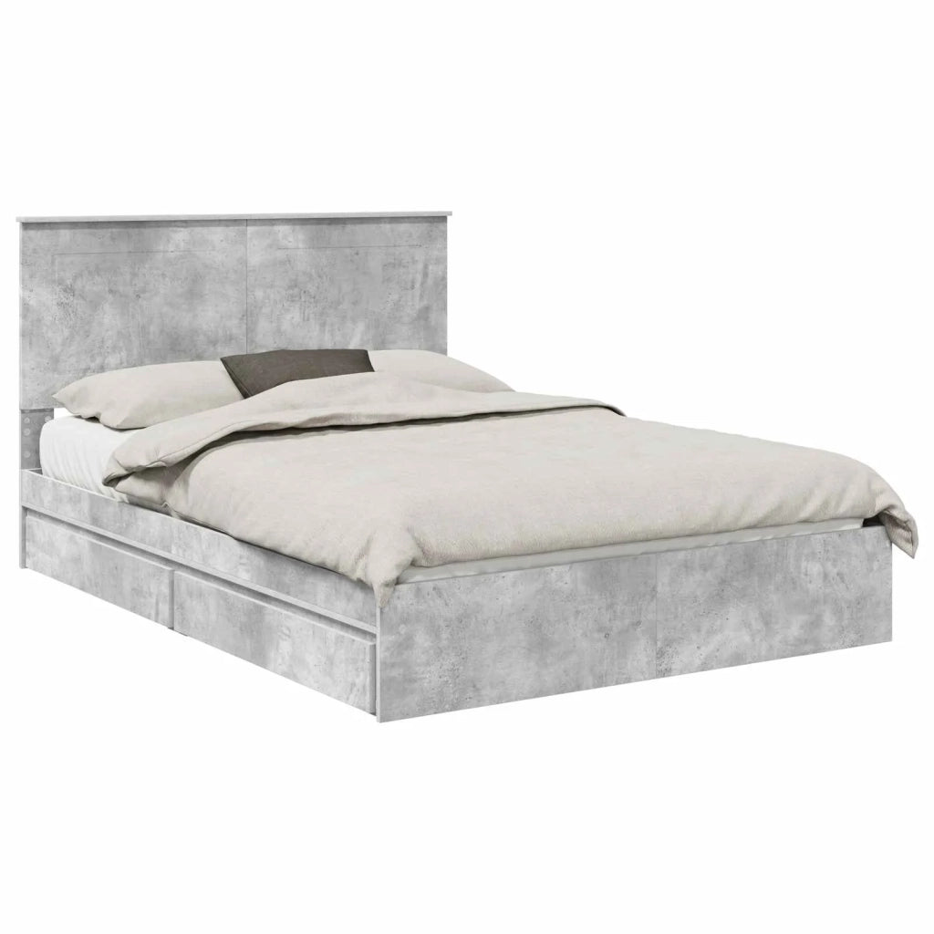 Letto con Contenitore con testiera Grigio cemento 150 x 200 cm 3409541
