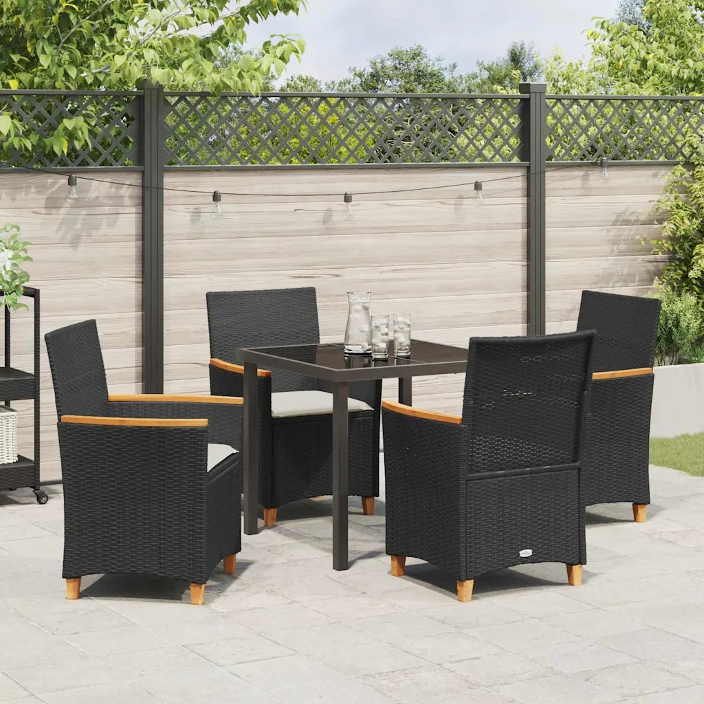 Set da Pranzo per Giardino 5 pcs Nero polyrattan 3381087