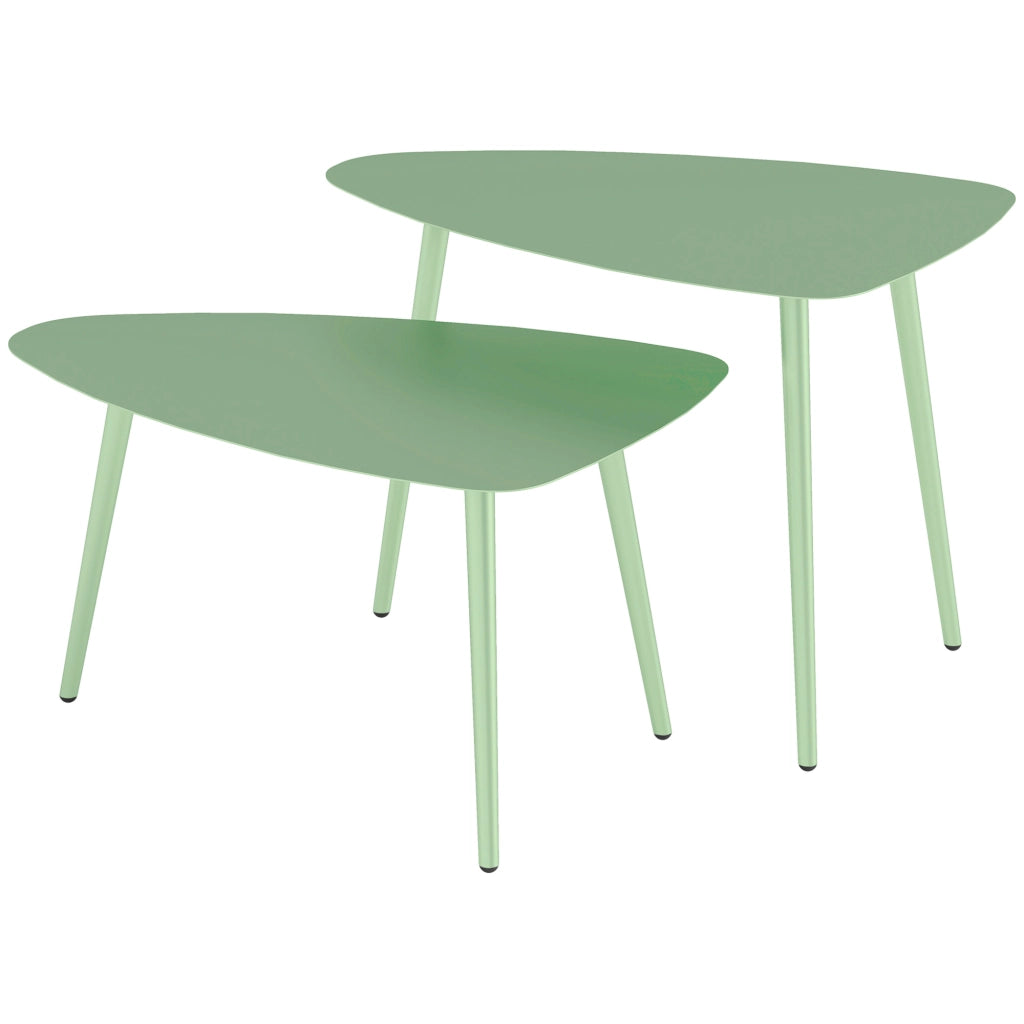 Tavolino da esterno triangolare ¨C zephmum ¨C verde chiaro, metallo, a incastro