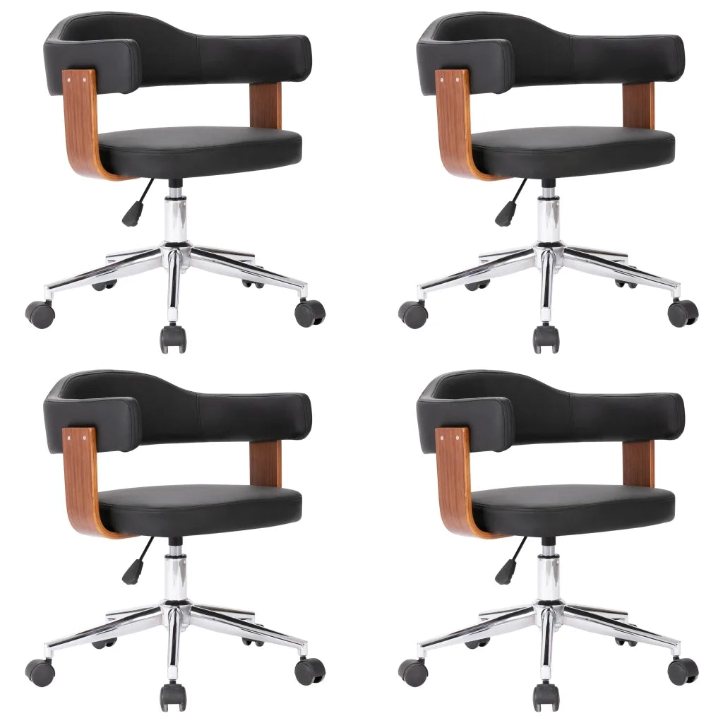 Sedie da Pranzo Girevoli 4 pz Nere in Legno Curvo e Similpelle cod mxl 15793