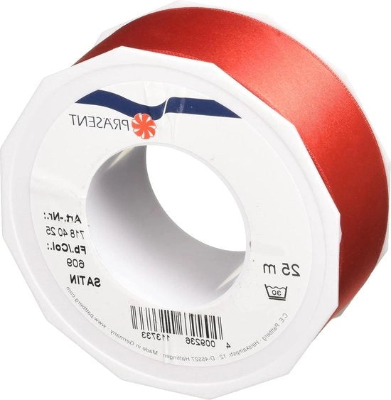 Tessuto di poliestere per decorazione rossa - 25 m rotolo - 40 mm di larghezza