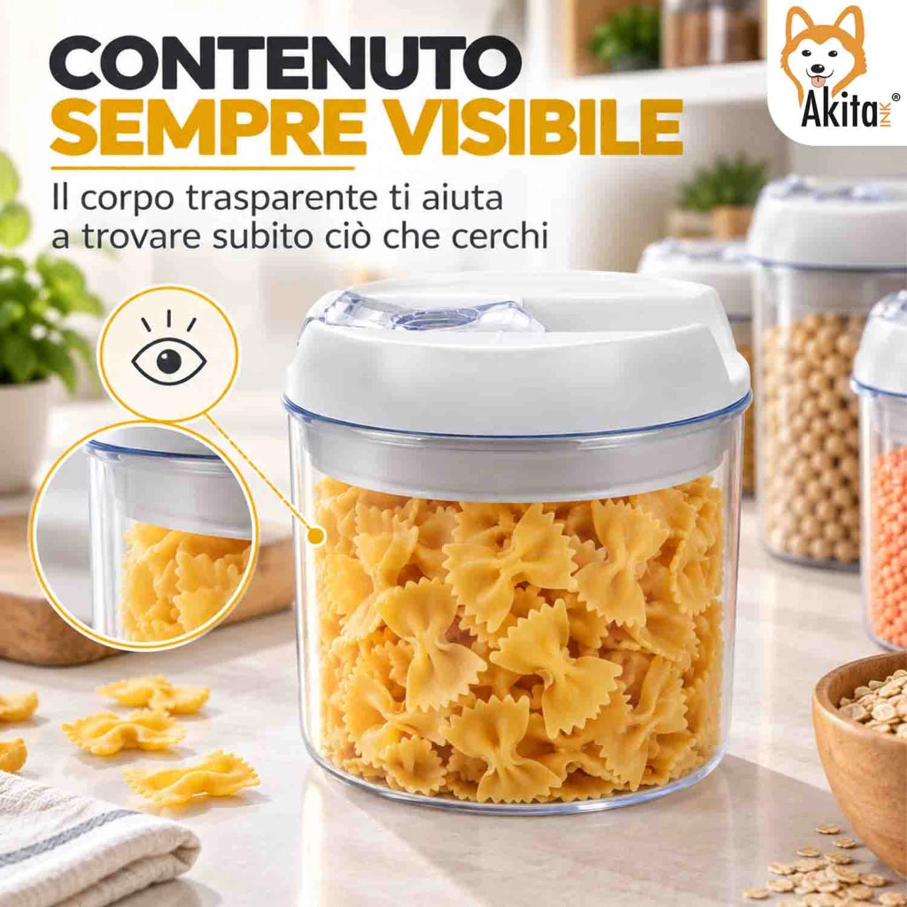 Akitaink Set 2 Contenitori Ermetici Rotondi 900 ml in Plastica